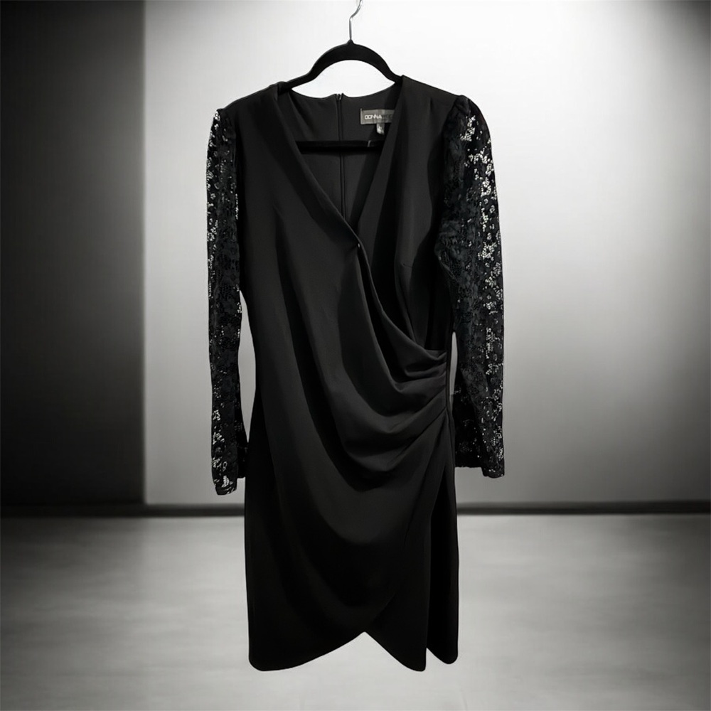 Donna Ricco Black Dress with Lace Detail